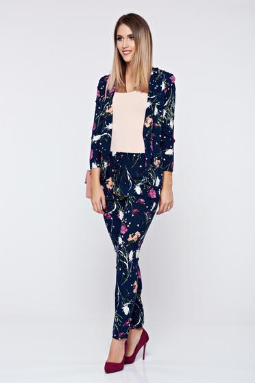 Pantaloni Top Secret negri casual cu talie medie cu imprimeu floral