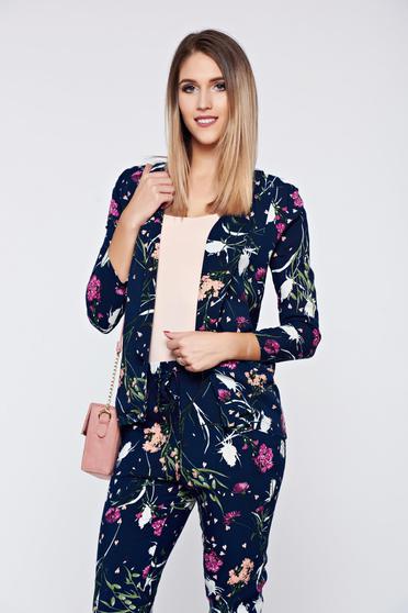 Sacou Top Secret negru casual cu imprimeuri florale