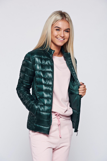 Geaca Top Secret verde casual cu buzunare cu fermoar