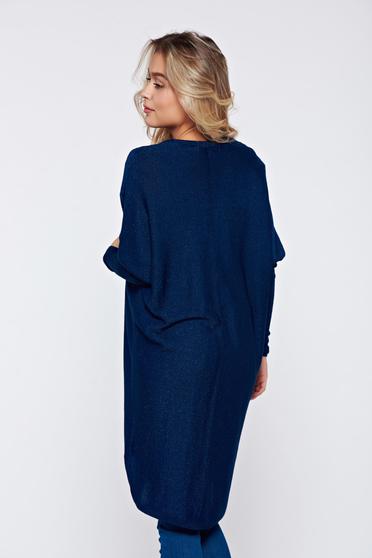 Cardigan Top Secret albastru-inchis casual cu croi larg tricotat