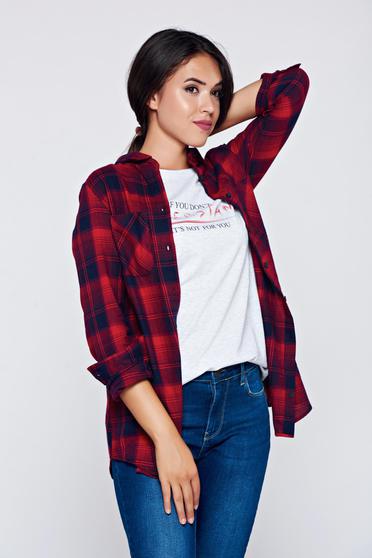 Camasa dama Top Secret visinie casual din bumbac in carouri