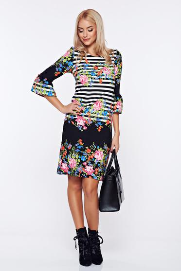 Rochie StarShinerS neagra office cu croi larg din stofa usor elastica