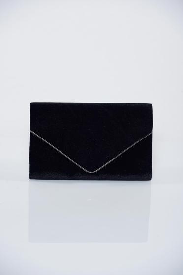 Geanta dama plic neagra accesorizata cu lantisor