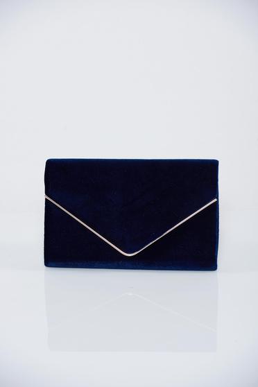 Geanta dama plic albastru-inchis accesorizata cu lantisor