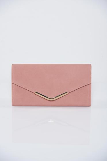 Geanta dama plic rosa cu accesoriu metalic