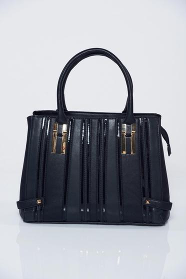 Geanta dama neagra office cu accesoriu metalic