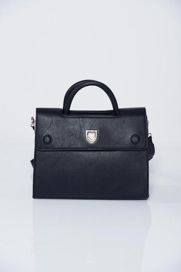 Geanta dama neagra office cu accesoriu metalic