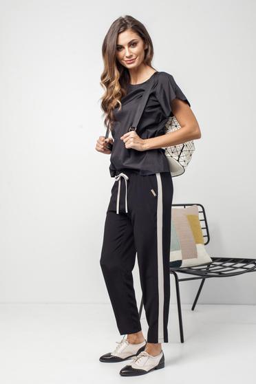 Bluza dama PrettyGirl neagra casual cu croi larg cu maneci tip fluture
