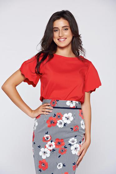 Bluza dama PrettyGirl rosie casual cu croi larg cu maneci tip fluture