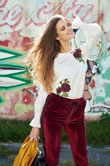 Bluza dama LaDonna alba brodata cu croi larg