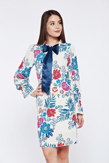 Rochie PrettyGirl alba de zi cu croi larg captusita pe interior