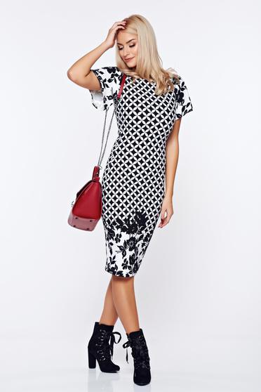 Rochie StarShinerS neagra office tip creion cu maneca scurta