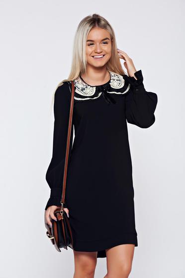 Rochie LaDonna neagra eleganta cu croi larg guler detasabil