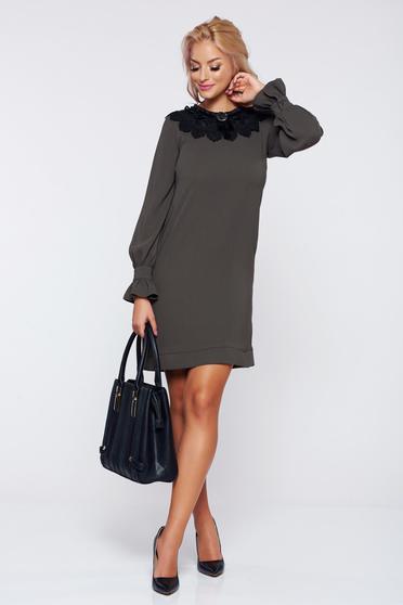 Rochie LaDonna verde-inchis eleganta cu croi larg guler detasabil