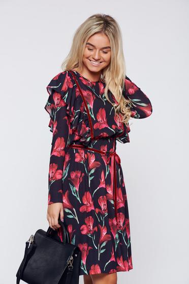 Rochie LaDonna neagra casual cu croi larg cu imprimeu floral