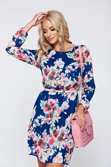 Rochie StarShinerS albastra de zi cu croi larg din voal captusita pe interior