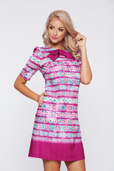 Rochie Fofy fuchsia office cu croi larg cu buzunare