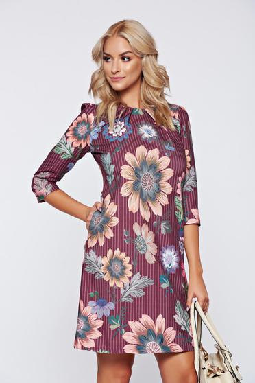 Rochie Fofy maro office cu croi larg cu buzunare
