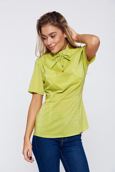 Bluza dama PrettyGirl verde office cu maneca scurta