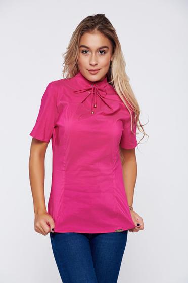 Bluza dama PrettyGirl roz office cu maneca scurta
