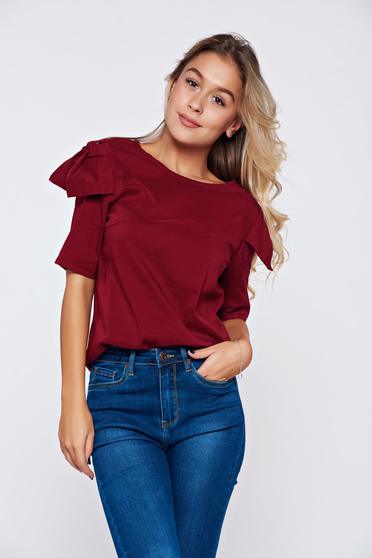Bluza dama PrettyGirl visinie office din stofa cu maneca scurta