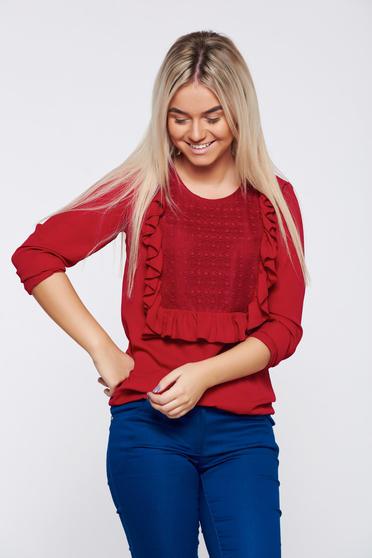 Bluza dama LaDonna visinie eleganta cu croi larg cu aplicatii de dantela