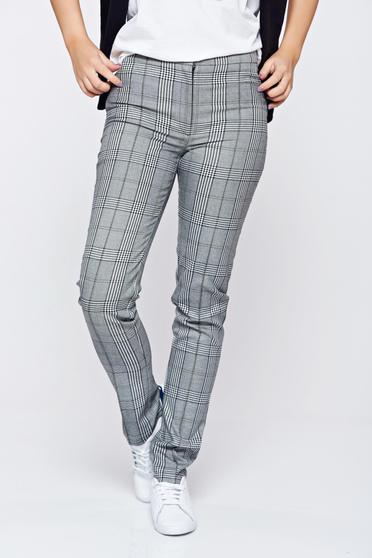 Pantaloni LaDonna gri office conici din stofa cu buzunare false