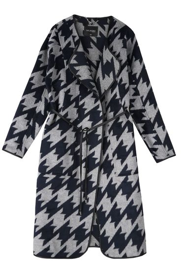 Palton Top Secret albastru-inchis casual drept cu imprimeuri grafice