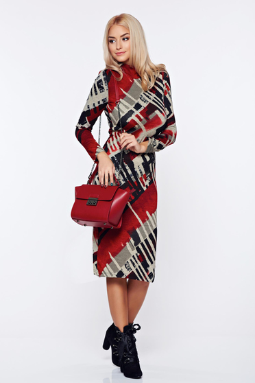 Rochie StarShinerS gri de zi tip creion cu imprimeuri grafice