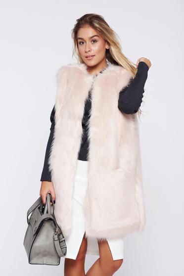 Vesta de blana rosa casual croi drept