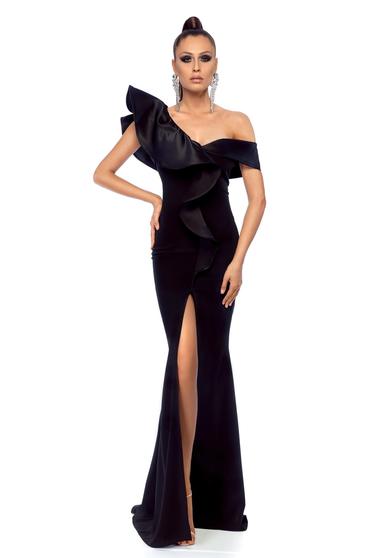 Rochie Ana Radu neagra de lux tip sirena cu un croi mulat din stofa subtire usor elastica
