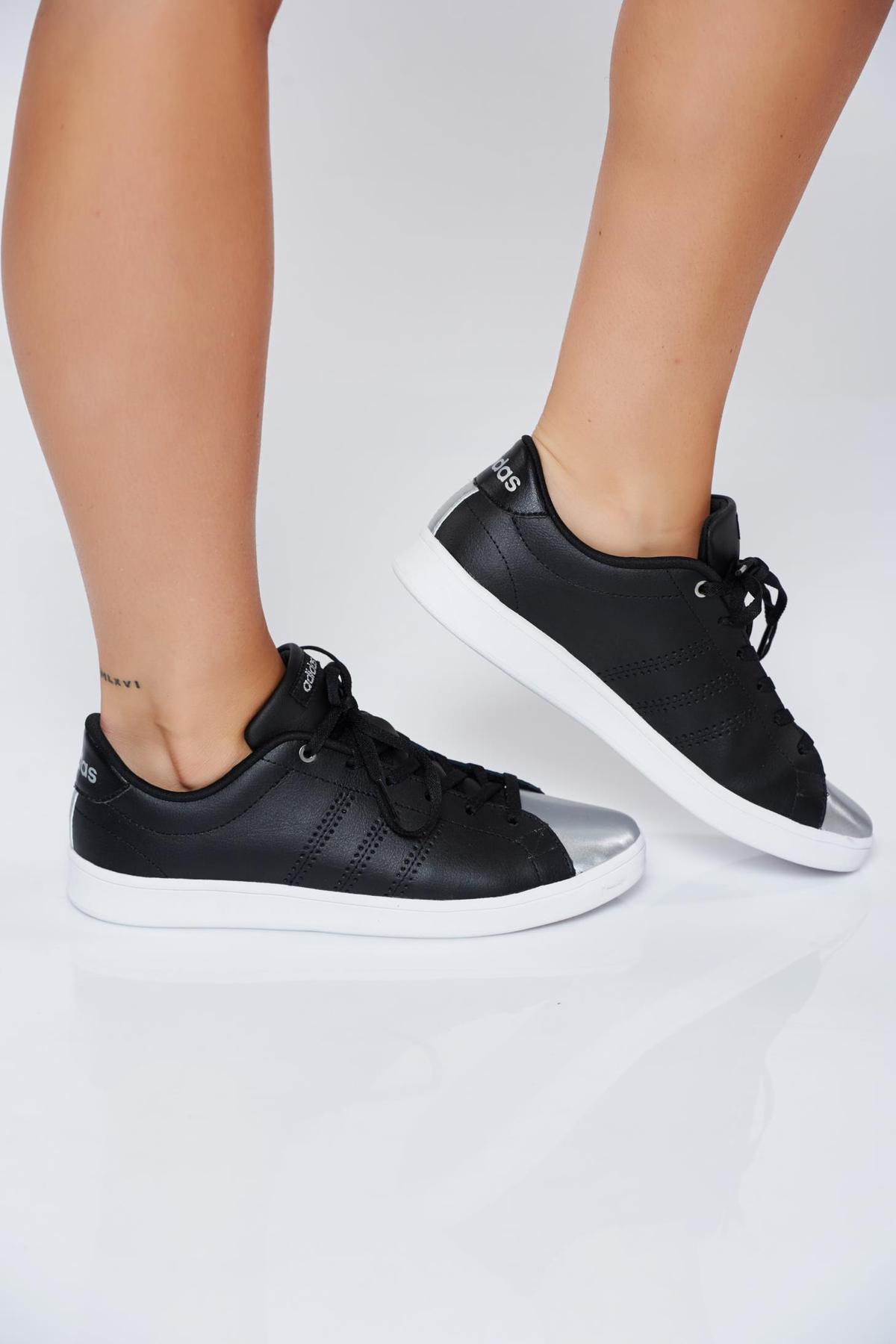 Pantofi sport Adidas Originals negri casual din piele naturala cu varf metalic