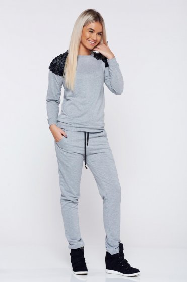Set StarShinerS gri casual din bumbac cu buzunare