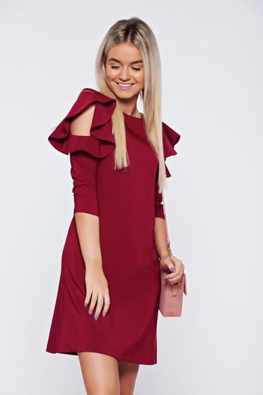 Rochie LaDonna visinie eleganta cu croi larg cu volanase la maneca