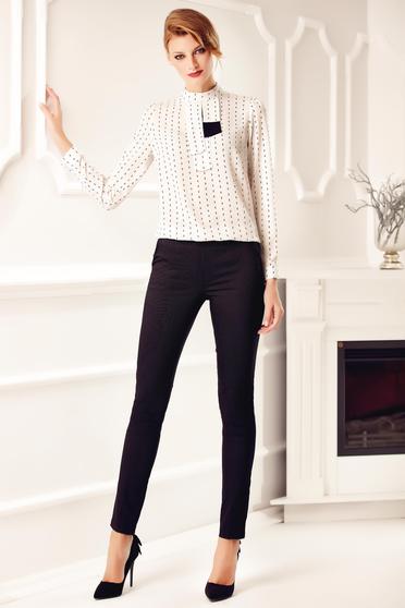 Bluza dama Fofy alba eleganta din voal cu imprimeuri grafice