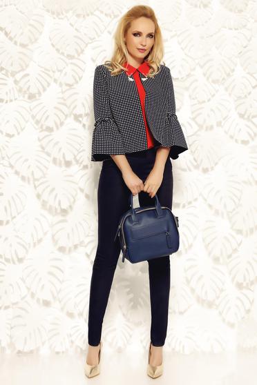 Sacou Fofy albastru-inchis office elegant cu imprimeuri cu buline