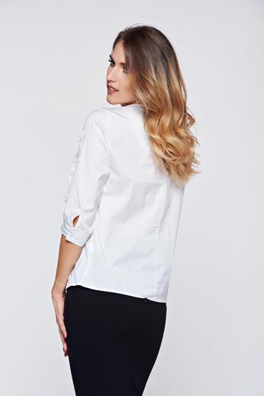 Camasa dama PrettyGirl alba office cu croi larg cu volanase