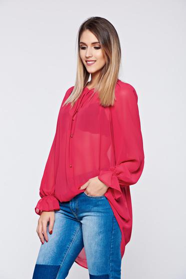Bluza dama PrettyGirl roz eleganta cu croi larg din voal