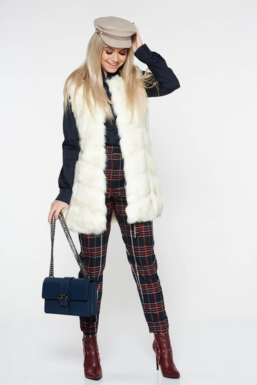 Camasa dama PrettyGirl albastra-inchis casual cu croi larg asimetrica