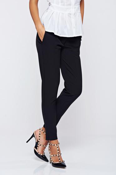 Pantaloni PrettyGirl negri office din stofa usor elastica