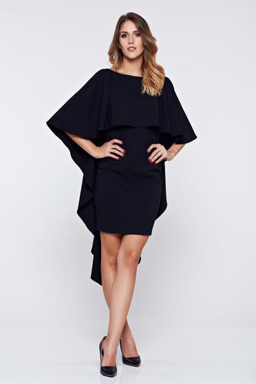 Rochie PrettyGirl neagra de ocazie tip creion cu volanase