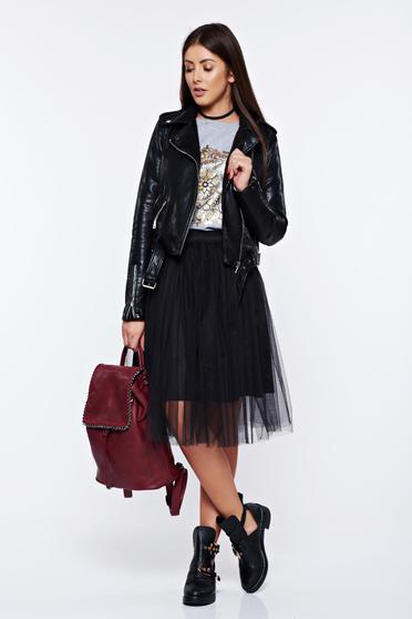 Bluza dama Top Secret gri-deschis casual cu croi larg