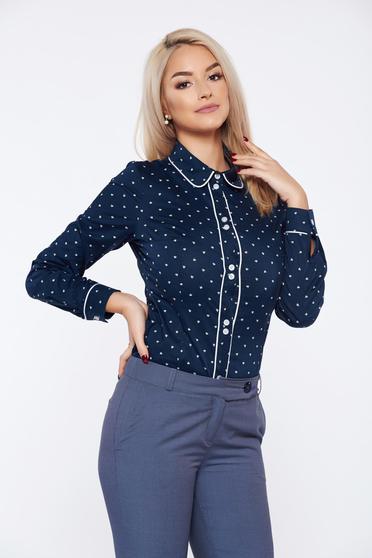 Camasa dama LaDonna albastra office din bumbac cu buline