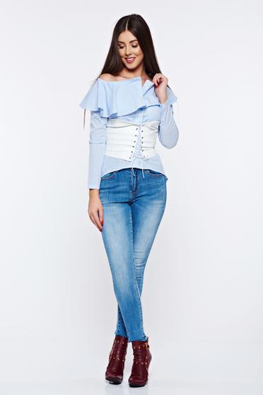 Corset alb cu snur din piele ecologica
