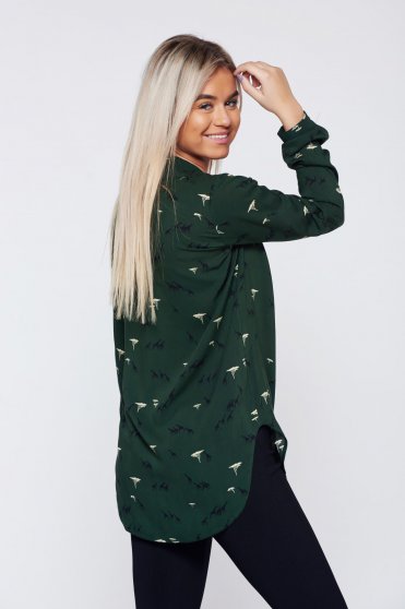 Camasa dama PrettyGirl khaki casual cu croi larg cu maneca lunga