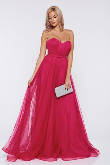 Rochie Ana Radu roz de lux in clos din tul captusita pe interior cu bust buretat