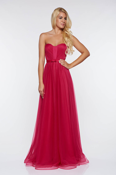 Rochie Ana Radu roz de lux in clos din tul captusita pe interior cu bust buretat