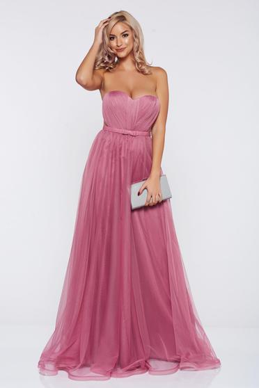 Rochie Ana Radu roz deschis de lux in clos din tul captusita pe interior cu bust buretat