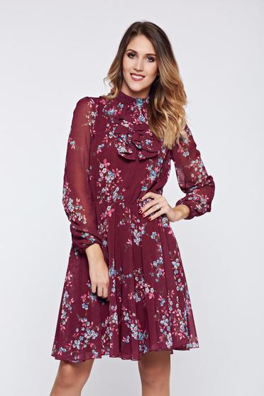Rochie Fofy visinie eleganta de zi din voal cu elastic in talie
