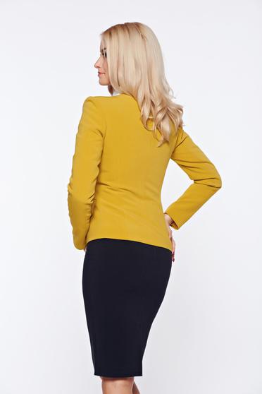 poze cu Costum damă LaDonna mustariu office din stofa cu insertii brodate manual